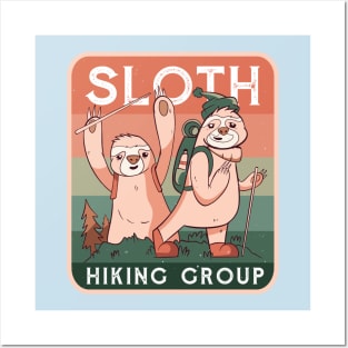 Funny Vintage Sloth Hiking Group Posters and Art